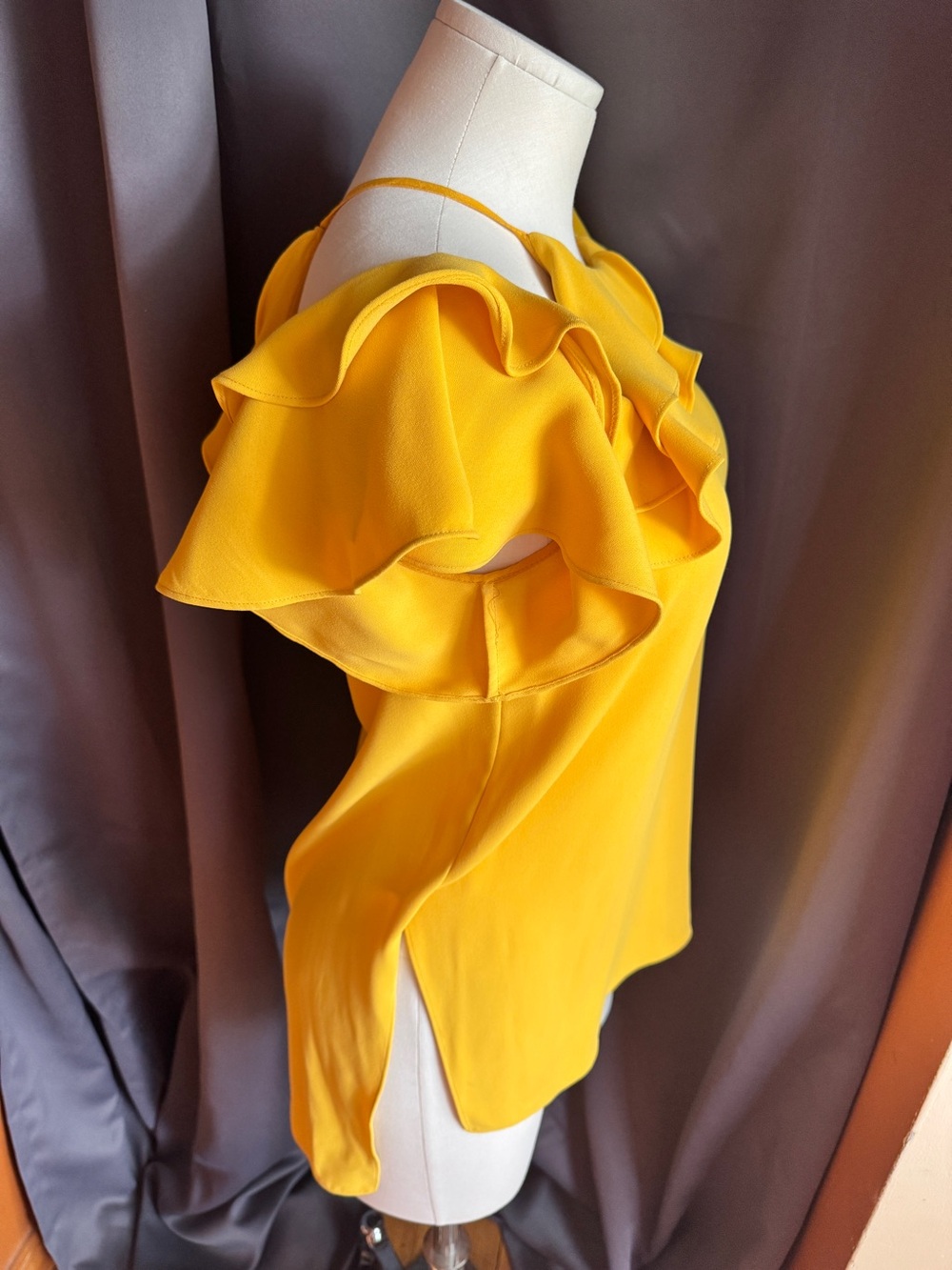 Halston asymmetrical Yellow formal top